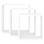 vidaXL Étagères murales sous forme de cube 3 Pièces Blanc MDF