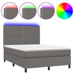 vidaXL Sommier à lattes de lit avec matelas et LED Gris 140x190 cm