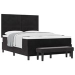 vidaXL Lit à ressorts avec coussin Noir 200 x 140 cm Velours