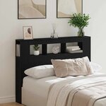 vidaXL Tête de lit LED avec étagère Chêne noir 140 x 18 5 x 103 5 cm