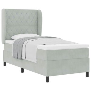 vidaXL Lit à ressorts avec matelas Gris clair 200 x 100 cm Polyester