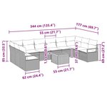 vidaXL Ensemble de canapés de jardin 11 Pièces Noir  blanc Osier et Tissu