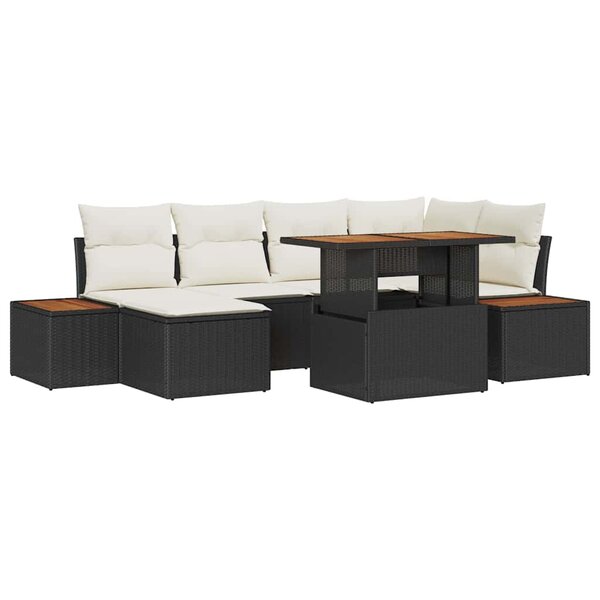 vidaXL Ensemble de salle à manger pour jardin 7 Pièces Noir et Beige
