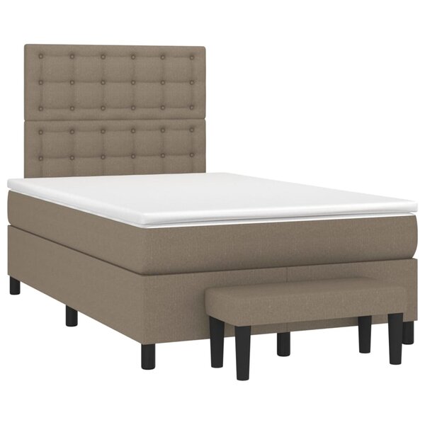 vidaXL Sommier à lattes de lit avec matelas taupe 120x190 cm tissu