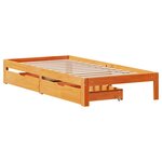 vidaXL Cadre de lit avec tiroirs sans matelas cire marron 100x200 cm