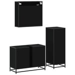 vidaXL Ensemble de meubles salle de bain 3 Pièces noir bois d'ingénierie