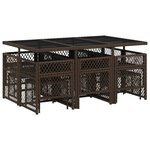 vidaXL Ensemble à manger de jardin et coussins 11 Pièces marron rotin