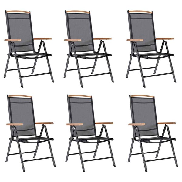 vidaXL Chaises de jardin pliables lot de 6 Textilène Noir