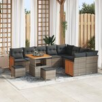 Ensemble de Canapés de Jardin de 12 Pièces avec Coussins Gris Poly Rotin Acacia