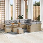vidaXL Ensemble de canapé de jardin 12 Pièces Beige polyrotin