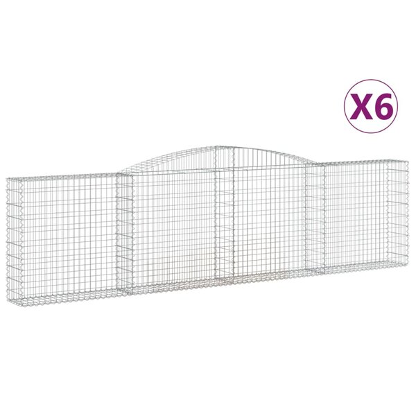 vidaXL Paniers à gabions arqués 6 Pièces 400x30x100/120 cm Fer galvanisé