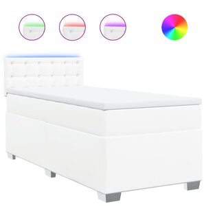 vidaXL Sommier à lattes de lit avec matelas Blanc 90x190 cm Similicuir