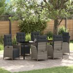 vidaXL Ensemble de Jardin de 7 Pièces en Gris Poly Rattan