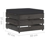 Salon de jardin meuble d'extérieur ensemble de mobilier 2 pièces avec coussins bois imprégné de gris 02_0015885