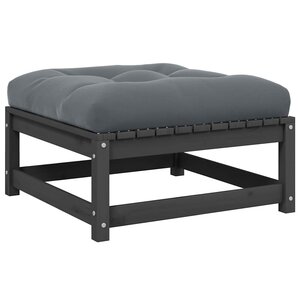 vidaXL Repose-pied de jardin avec coussin Gris Bois de pin massif