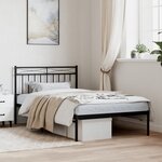 vidaXL Cadre de lit métal sans matelas avec tête de lit noir 107x203cm