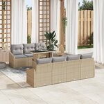 vidaXL Ensemble de canapé de jardin 8 pièces avec coussins beige en poly rotin