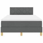 vidaXL Lit à ressorts avec matelas Gris foncé 120 x 190 cm tissu