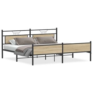 vidaXL Cadre de lit en métal sans matelas chêne sonoma 200x200 cm