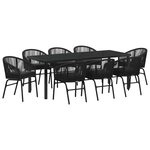 vidaXL Ensemble de salle à manger pour jardin 9 Pièces Noir