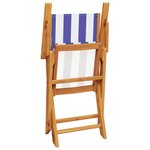 vidaXL Ensemble de bistro 3 Pièces bleu et blanc tissu et bois massif