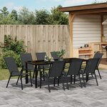 Ensemble de salle à manger de jardin 9 pièces vidaXL noir textilène et acier