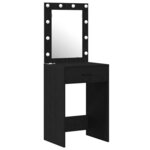 vidaXL Table de Toilette 2 Pièces Noir 50 x 41 x 135 cm Bois d'ingénierie