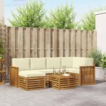 vidaXL Ensemble de canapés d'extérieur 7 pc Naturel et Crème Polyester