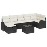 vidaXL Ensemble de canapé de jardin 8 pièces avec coussins en noir poly rattan