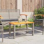 vidaXL Table de jardin gris 70x38x42 cm résine tressée et bois acacia