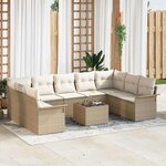 vidaXL Ensemble de canapé de jardin 10 Pièces Marron Poly rotin