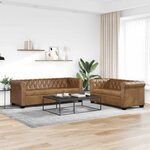 vidaXL Ensemble de canapé Chesterfield à 2 et 3 places marron