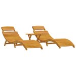 vidaXL Ensemble de 3 transats avec table d'appoint en bois d'acacia massif