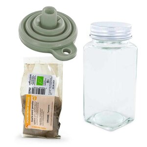 Flacon à épices poudreur + entonnoir + poivre noir 50 g