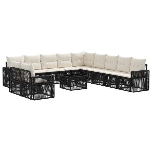 vidaXL Ensemble de canapé de jardin 12 Pièces Noir et blanc crème