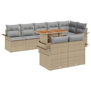 vidaXL Ensemble de canapé de jardin 9 Pièces Beige et Gris clair