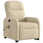 vidaXL Fauteuil inclinable de massage électrique Crème Tissu