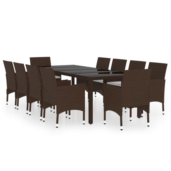 vidaXL Ensemble à Manger de jardin 11Pièces poly rotin et bois solide