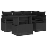 vidaXL Ensemble de canapé de jardin 5 Pièces Noir 100 x 55 x 73 cm