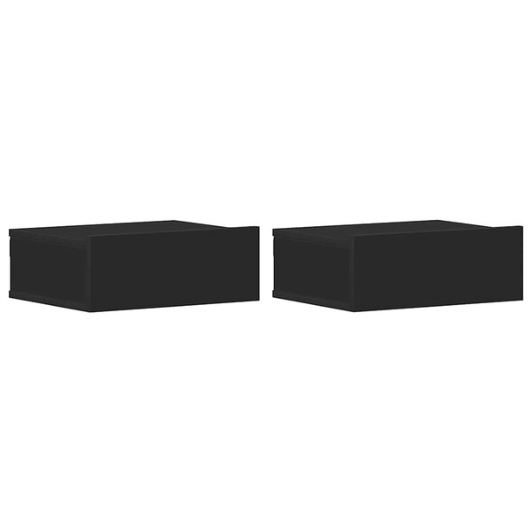 vidaXL Tables de chevet flottantes 2 Pièces Noir 40x30x15 cm