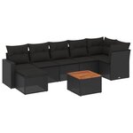 vidaXL Salon de jardin 8 Pièces avec coussins noir résine tressée