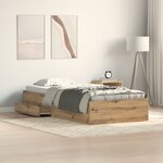 Lit vidaXL Artisan Chêne 100x200 cm Bois d'ingénierie