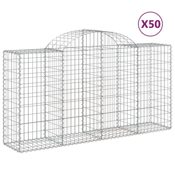 vidaXL Paniers à gabions arqués 50 Pièces 200x50x100/120 cm fer galvanisé
