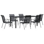 vidaXL Ensemble à manger de jardin 7 Pièces noir textilène et acier