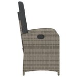 vidaXL Chaise inclinable de jardin avec coussins gris résine tressée