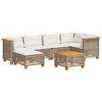 vidaXL Salon de jardin avec coussins 7 Pièces beige résine tressée
