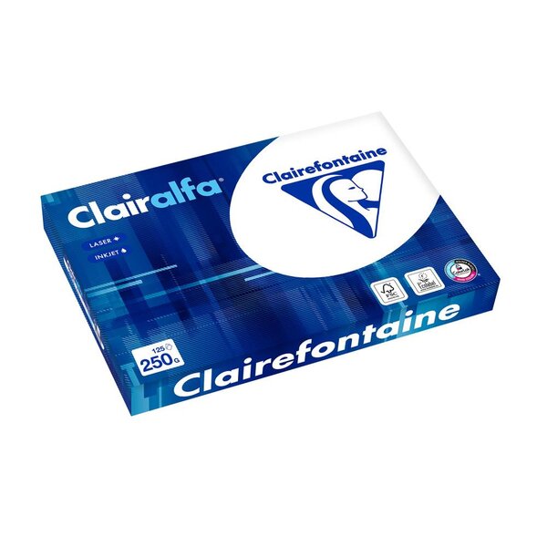 Ramette 125 Feuilles Papier 250g A3 420x297 mm Certifié FSC Blanc CLAIRALFA