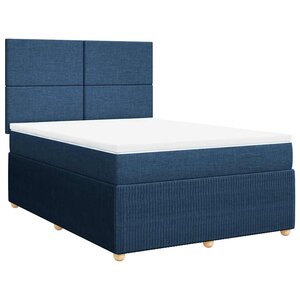 vidaXL Sommier à lattes de lit avec matelas Bleu 140x200 cm Tissu