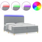 vidaXL Lit box spring avec matelas et lumière LED Gris clair 200x200 cm Tissu