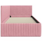 vidaXL Cadre de lit d'angle Rose 90 cm x 190 cm Velours